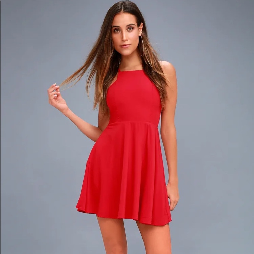 LULUS Call to Charms Red Skater Dress